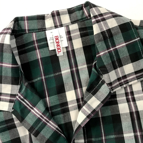 Bongo Button Down Green Plaid Top - Picture 3 of 8